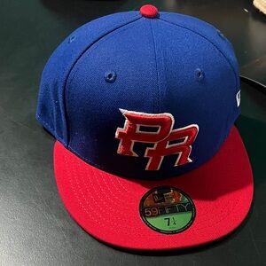 New Era Blue and Red Puerto Rico PR 59FIFTY Fitted Cap size 7 1/4